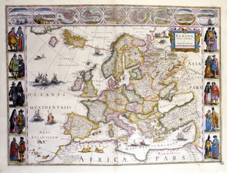Mapa Evropy. Atlas od Williama Blaeua (1571 - 1638). Amsterdam 1635.
