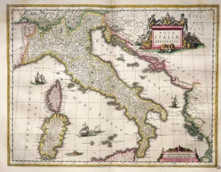 Mapa Itálie, z Theatrum Orbis Terrarum od Willem Blaeu, Amsterdam