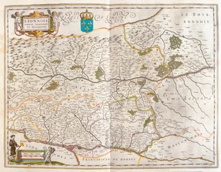 Severní oblast Lyonu, v "Theatrum Orbis Terrarum, sive Atlas Novus", Willem Blaeu, Amsterdam