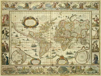 Nová mapa světa a hydrografická mapa, Willem Janszoon Blaeu (1571-1638), Amsterdam