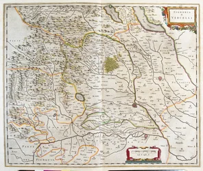 Piemont, Itálie, v "Theatrum Orbis Terrarum, sive Atlas Novus" Willema Blaeua, Amsterdam