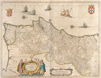 Portugalsko a Algarve, v "Theatrum Orbis Terrarum, sive Atlas Novus" Willema Blaeu, Amsterdam