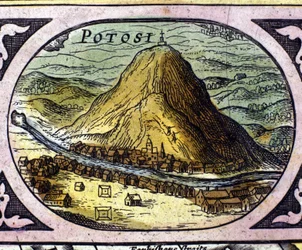 Stříbrné doly v Potosí (Bolívie) podle „Atlasu“ Williama Blaeu