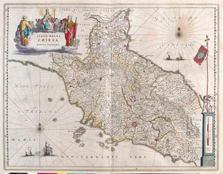 Toskánsko a Vatikán, Itálie, v "Theatrum Orbis Terrarum, sive Atlas Novus" Willema Blaeua, Amsterdam