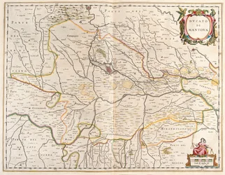město Mantova v Itálii v "Theatrum Orbis Terrarum, sive Atlas Novus" Willema Blaeua, Amsterdam