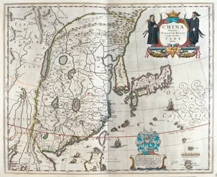první z Blaeuových map Číny, v "Theatrum Orbis Terrarum, sive Atlas Novus" Willema Blaeua, Amsterdam.