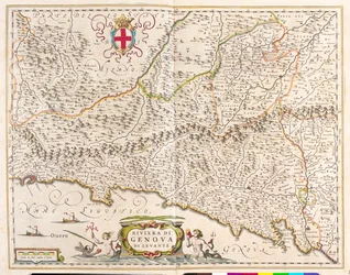 Východní riviéra Ligurie, Itálie, n "Theatrum Orbis Terrarum, sive Atlas Novus", Willem Blaeu, Amsterdam