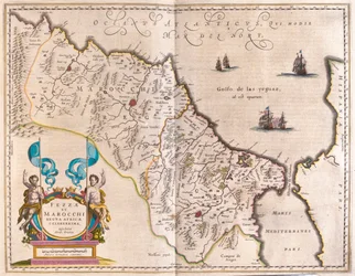 severozápadní Afriky a Maroka, v "Theatrum Orbis Terrarum, sive Atlas Novus" Willema Blaeua, Amsterdam.