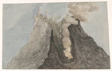 Binnenzijde van krater Etna Vnitřní pohled na kráter Etna (titul na objektu) Cesty po Itálii, Sicílii a Maltě - 1778 (název série)