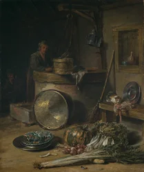 Selský interiér se ženou u studny, asi 1642-43 (olej na desce)
