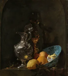 Zátiší se stříbrným džbánem a porcelánovou miskou Zátiší se stříbrným džbánem