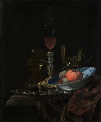 Sklenice na víno a mísa ovoce, 1663