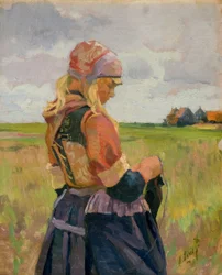 Mladá dívka v krajině [nebo holandská dívka], kolem 1892-94 (olej na plátně)