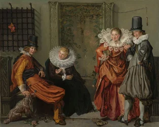 Elegantní páry Courting, c. 1616-20