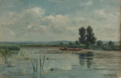 Jezero poblíž Loosdrecht List vody poblíž Loosdrecht