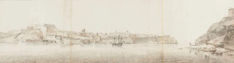Pohled na Vallettu na ostrově Malta, při pohledu ze Senglea
