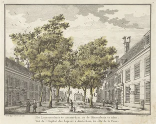 Pohled na nádvoří Leprozenhuis v Amsterdamu