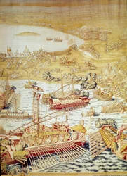 Dobytí Tunisu císařem Karlem V.: sídlo Golette v roce 1535. Detail tapisérie od Willema de Pannemaker (činný kolem 1535-1554) 1554 Alcazar de Seville