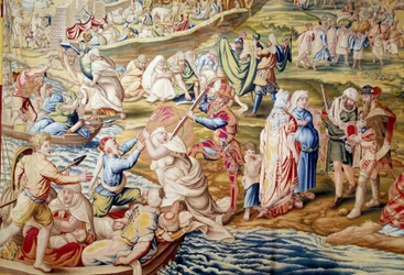 Dobytí Tunisu císařem Karlem V.: násilí páchané na ženách španělskými vojsky v roce 1535 (tapisérie)