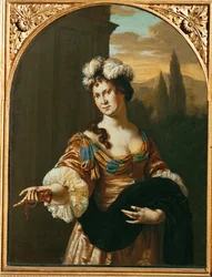 Alegorie arogance (malba na dubovém dřevě)