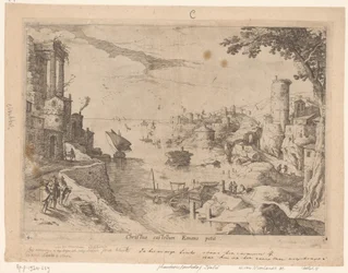 Krajina s Emauzskými cestovateli Christ castellum Emaus petit (titul na předmětu) Italské krajiny s biblickými scénami (název série)