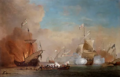 Piráti útočící na loď britského námořnictva, 17. století