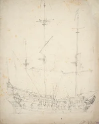 Portrét holandského dvoupodlažního muže, asi 1655 (ofset, grafit)