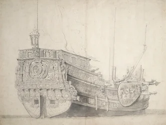 Portrét jachty holandského prince, asi 1660 (grafit, šedá barva)