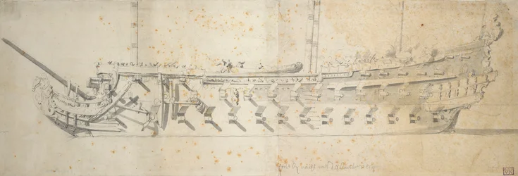 Portrét lodi "Royal Thérèse" (), 70 až 80 děl, postavené jako "Paris" v roce 1670, přejmenované v roce 1671 a odsouzené v roce 1690.