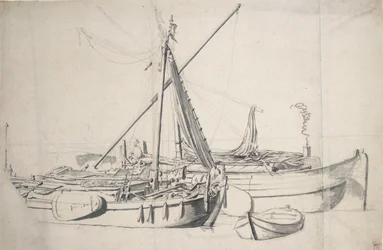 Studie damlooperu a smalschipu ležících vedle sebe, asi 1665 (grafit, šedý wash)