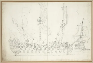 Vévodkyně před lehkým větrem, asi 1681 (grafit)