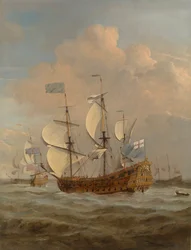 Loď "Svatý Ondřej" na moři za mírného větru, asi 1673 (olej na plátně)