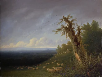 Shepherd Boy on a Hillside (olej na panelu)