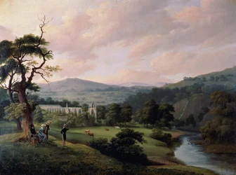 Bolton Abbey z River Wharfe (akvarel na papíře)