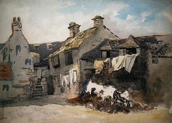 Vnitřní soud ve staré budově parlamentu, Dolgelley, Severní Wales (akvarel na papíře)