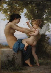 Mladá dívka bránící se před Erótem, 1880