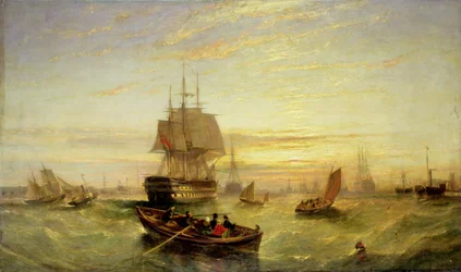 Vplouvání do přístavu Portsmouth (olej na plátně)