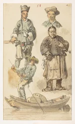 f.11 58 Studie čínštiny,  z alba 372 kreseb krajin, pobřeží, kostýmů a každodenního života vytvořených během velvyslanectví lorda Macartneyho u čínského císaře v letech 1792 až 1794 (tužka a akvarel na papíře)