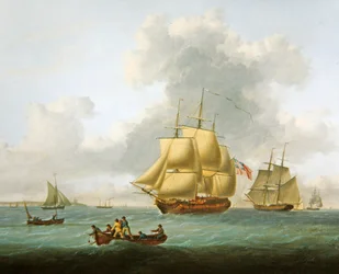 Válečné lodě, obchodníci a menší plavidla v ústí Temže