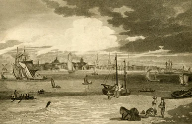 „Pohled na Liverpool, z trajektu, Lancashire“, 1808.