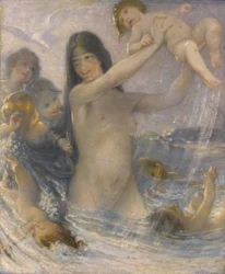 Nymfa a vodní miminka ve hře, 1908.