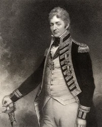 Sir Thomas Troubridge, 1. baronet, vyryl W. Holl, z knihy „National Portrait Gallery, svazek IV“, vydáno kolem roku 1835