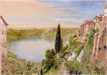 Jezero Nemi, 1862 (př.n.l., tužka a wc na papíře)