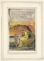P.124-1950.pt9 Malý černý chlapec (pokračování): deska 9 ze Zpěvů nevinnosti a zkušenosti (kopie R) kolem 1802-08 (lept, tuš a akvarel)