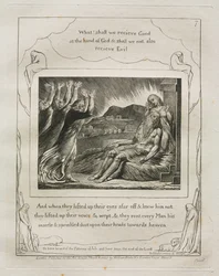 Kniha Job: Pl. 7, A když pozvedli oči zdaleka a neznali ho..., 1825.