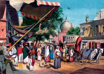 Ulice v zadní části Jami Masjid, Dillí, Indie, 1857.