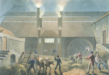 Exteriér varny, z „Deset pohledů na ostrově Antigua“, 1823