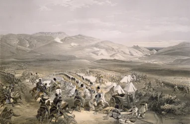 Poplatek brigády těžké jízdy v bitvě u Balaklavy 25. října 1854, ryl E. Walker, pub. 1855