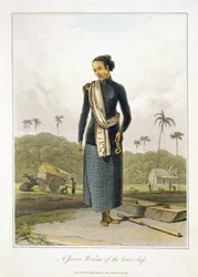 Jávská žena z nižší třídy, tabule 3 ze sv. I díla The History of Java od Thomase Stamforda Rafflese (1781-1826), vydáno 1817