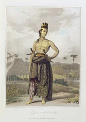 Jávanec v dvorním oděvu, tabule 6 ze svazku I díla „The History of Java“ od Thomase Stamforda Bingleyho Rafflese (1781-1826), vydáno 1817